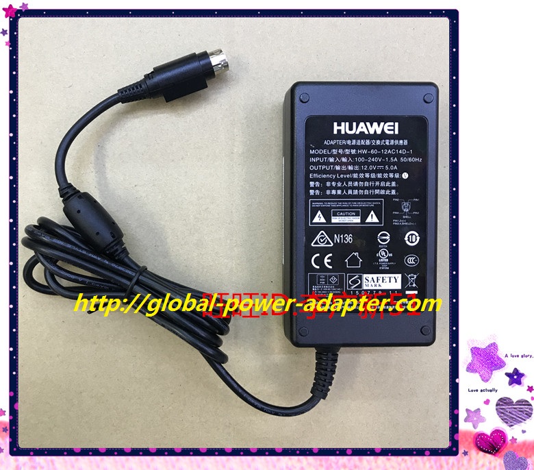 *Brand NEW* GENUINE Original HUAWEI 12V 5A HW-60-12AC14D-1 AC DC Adapter POWER SUPPLY - Click Image to Close